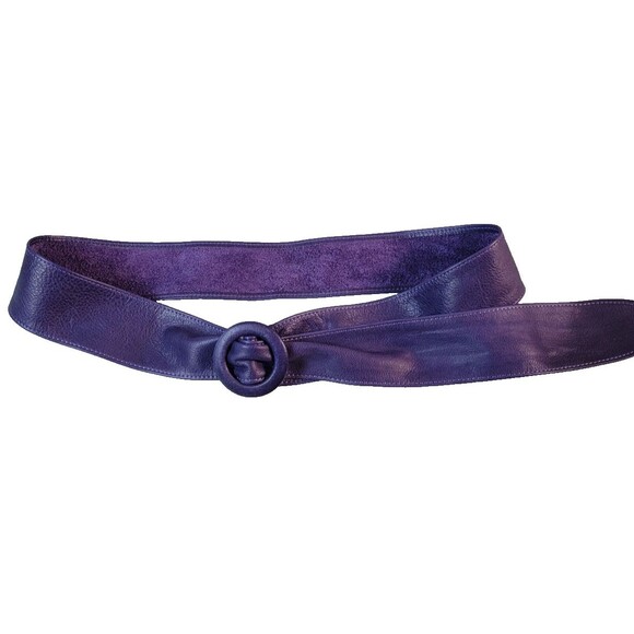 Cuoiofficina Firenze Accessories - Cuoiofficina Firenze Purple Women’s Wide Waist Belt Round Buckle Adjustable